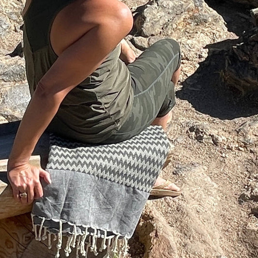 COTTON SPA TOWEL | BLACK + CREAM | ZAGOUAN STYLE