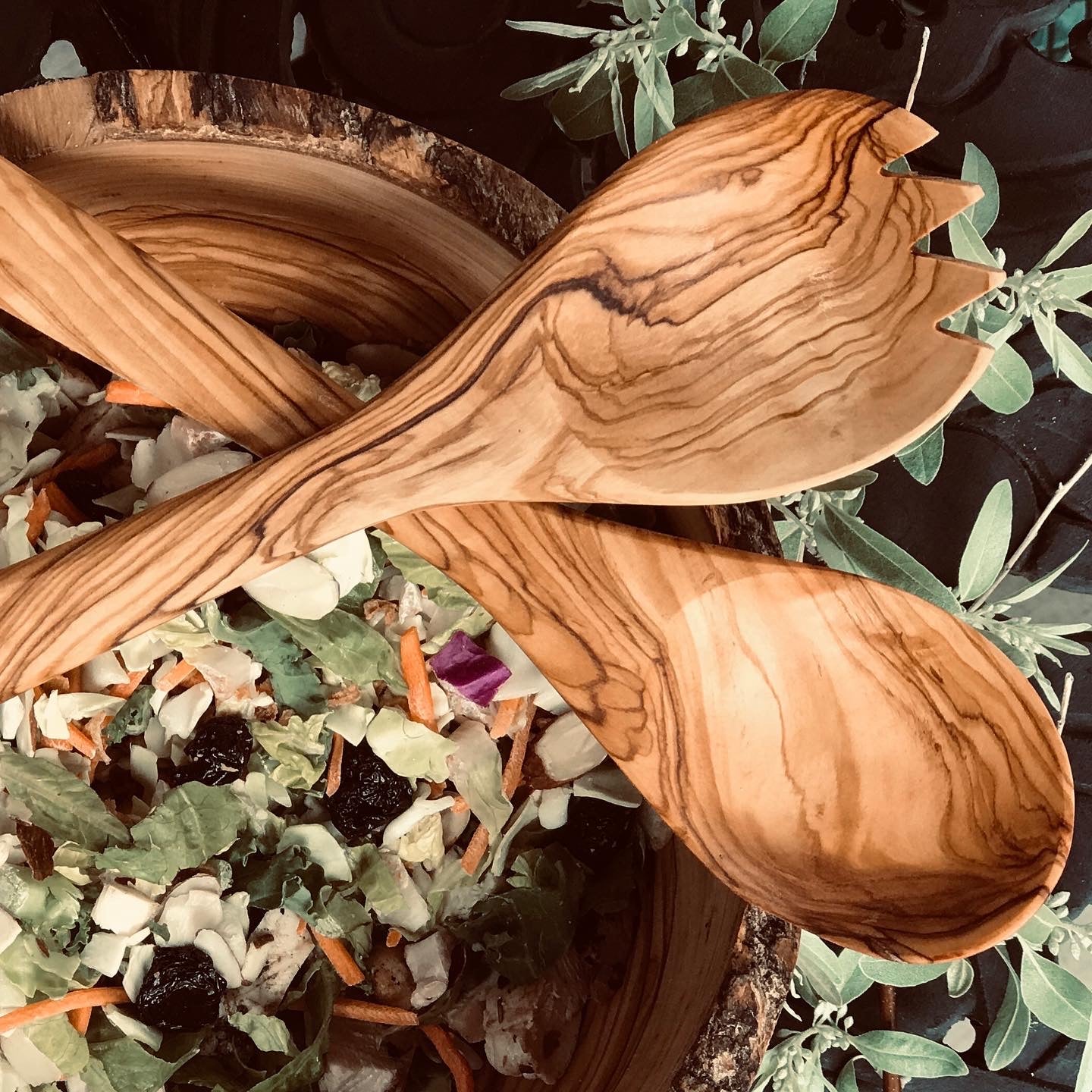 OLIVE WOOD SERVING UTENSIL SPORK + SPOON