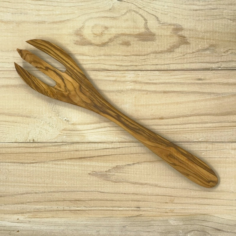 OLIVE WOOD COOKING UTENSIL SPORK FLAT HANDLE 12"