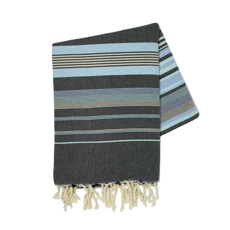 COTTON | SPA TOWEL | THROW | BLANKET | MINT + GREY + BLUE + BLACK + STRIPED | FOUTA TOWEL | STYLE EL JEM