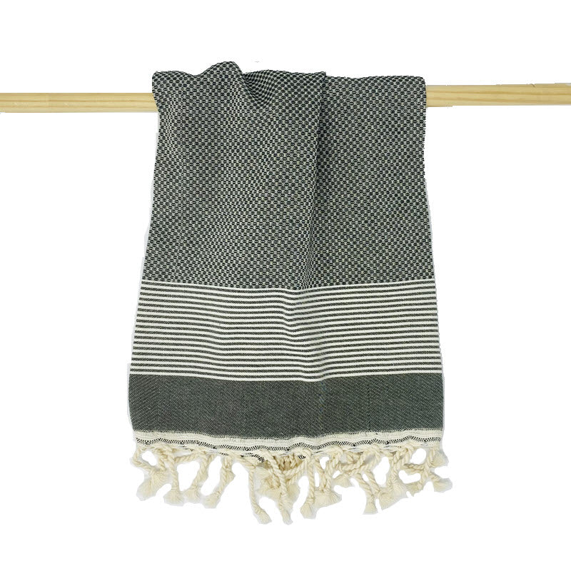 Cotton Hand Towel Black and White Tunisian Hand Made