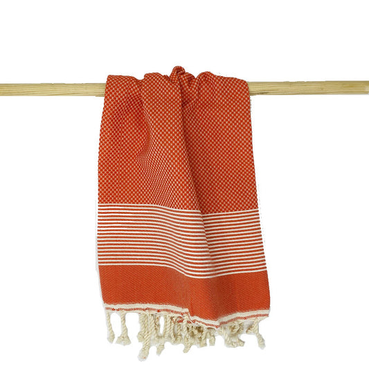 Hand Towel Orange and White Tunisian Hand Made