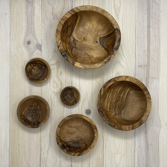 OLIVE WOOD NESTED SERVING BOWL SET - 6 PIECES