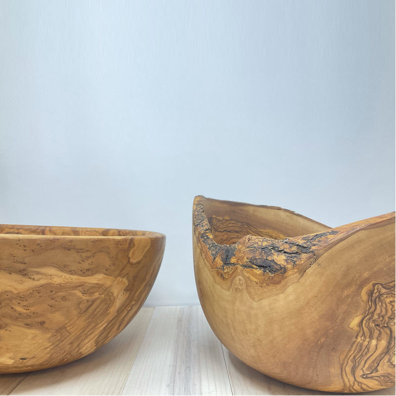 OLIVE WOOD SERVING BOWL - RUSTIC LARGE