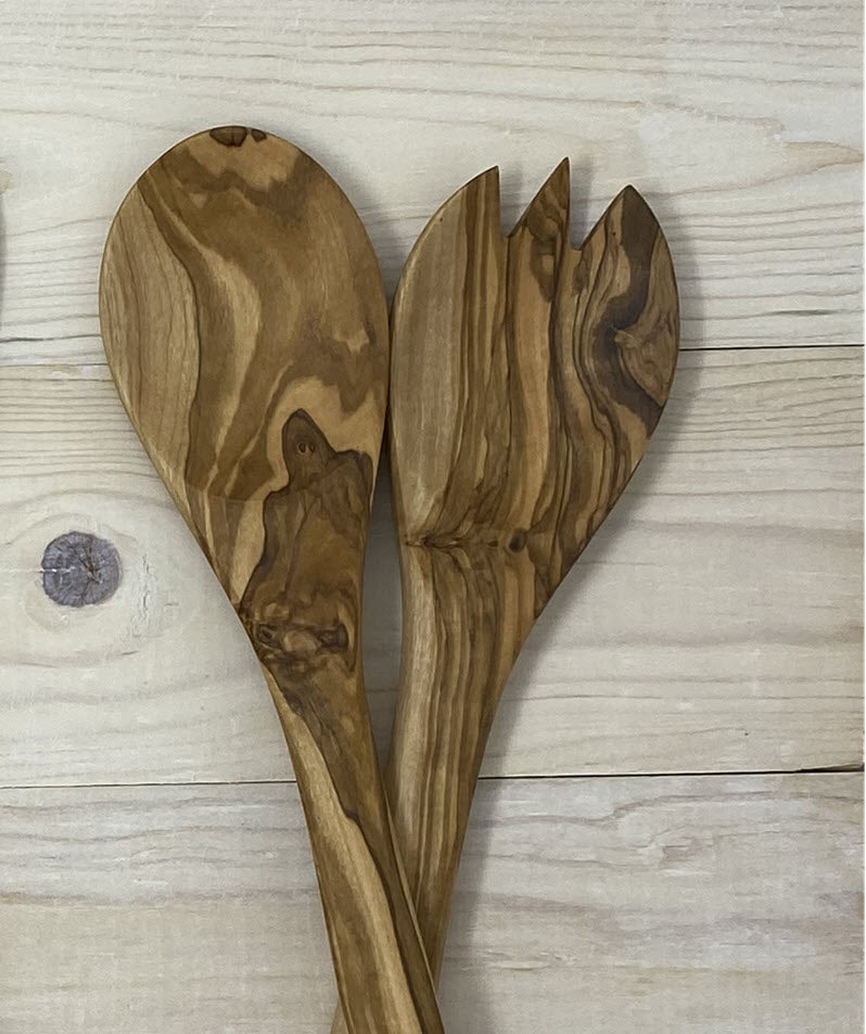 Olive Wood Spoon and Spork Salad Set