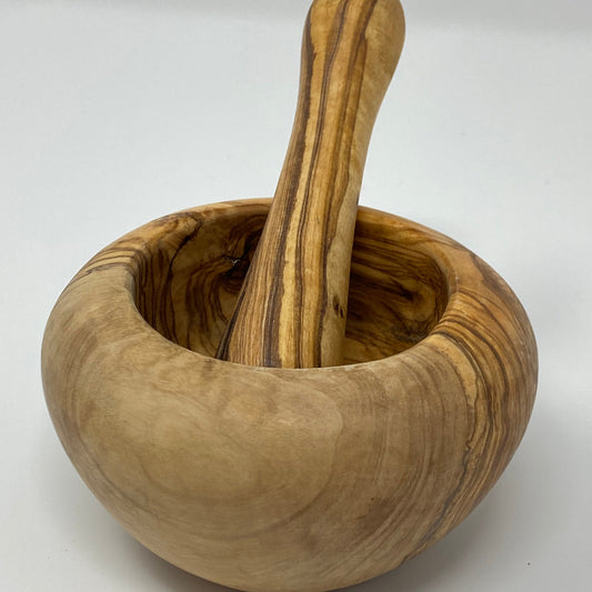 OLIVE WOOD MORTAR + PESTLE - SMOOTH