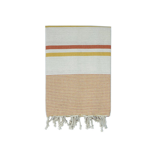 COTTON | SPA TOWEL | THROW | BLANKET | ORANGE + YELLOW + CREAM CANDY STRIPE | FOUTA TOWEL | STYLE ZARZIS