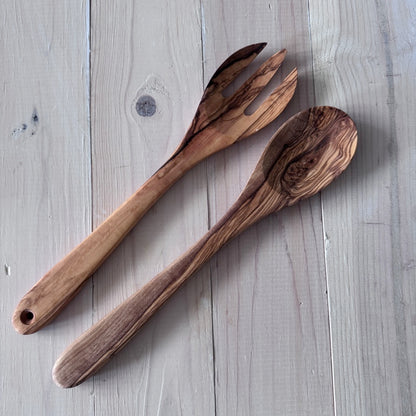 OLIVE WOOD COOKING UTENSIL SPOON FLAT HANDLE 12"
