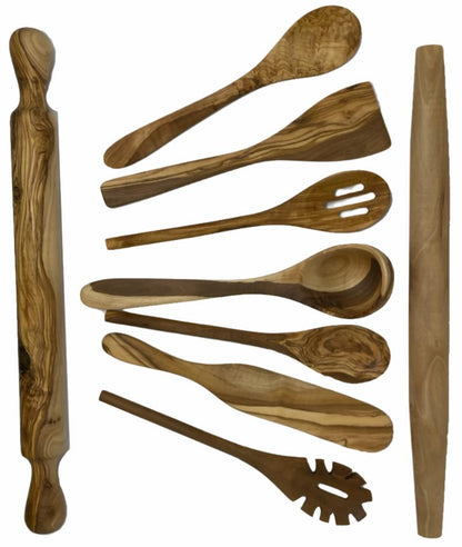OLIVE WOOD UTENSIL SLOTTED COOKING SPOON