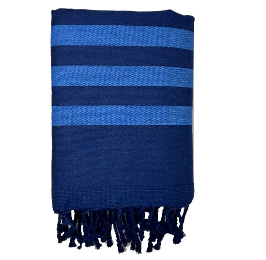 COTTON SPA TOWEL | NAVY + ROYAL BLUE + CREAM | BEJA STYLE