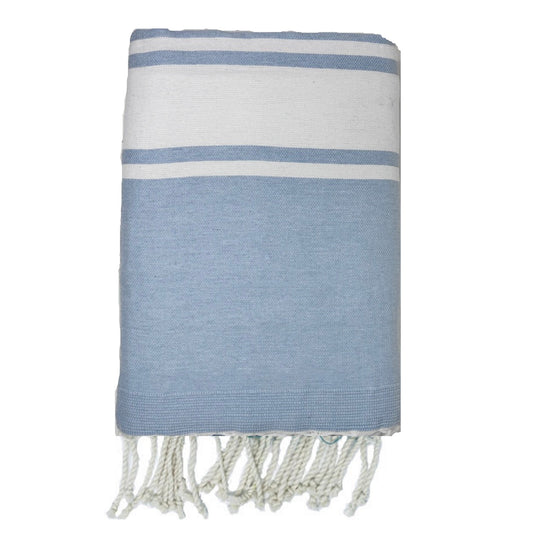 COTTON SPA TOWEL | SKY BLUE + WHITE | BEJA STYLE