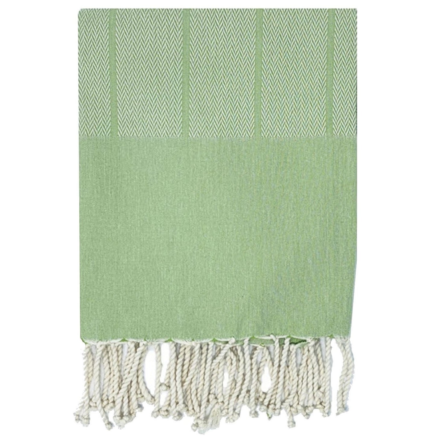 Citrus Coast Lime fouta towel – lightweight cotton Turkish-style towel with herringbone weave and hand-finished tassels