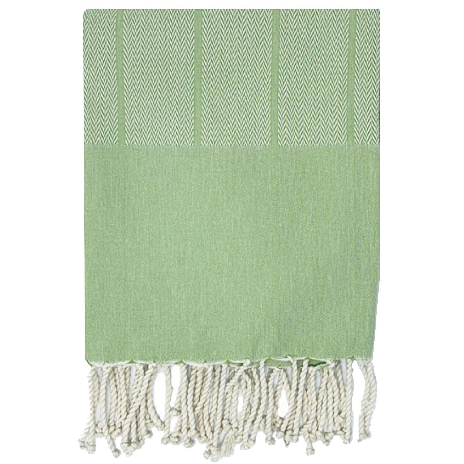 Citrus Coast Lime fouta towel – lightweight cotton Turkish-style towel with herringbone weave and hand-finished tassels