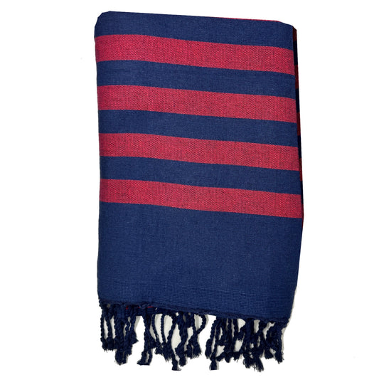 COTTON SPA TOWEL | NAVY + RED | BEJA STYLE
