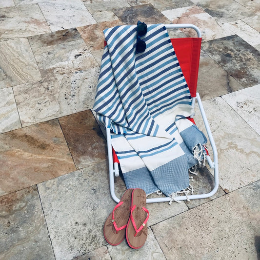 COTTON SPA TOWEL | NAVY + SKY BLUE | ZARZIS STYLE