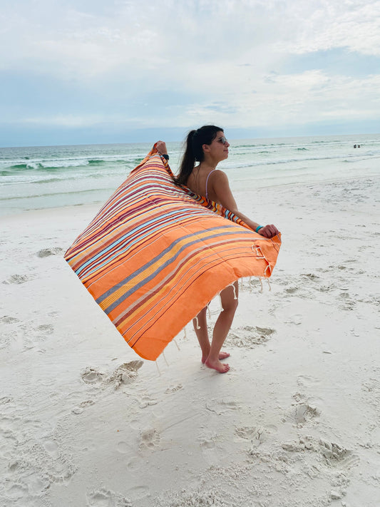 COTTON SPA TOWEL | CYAN + GREY | EL JEM STYLE
