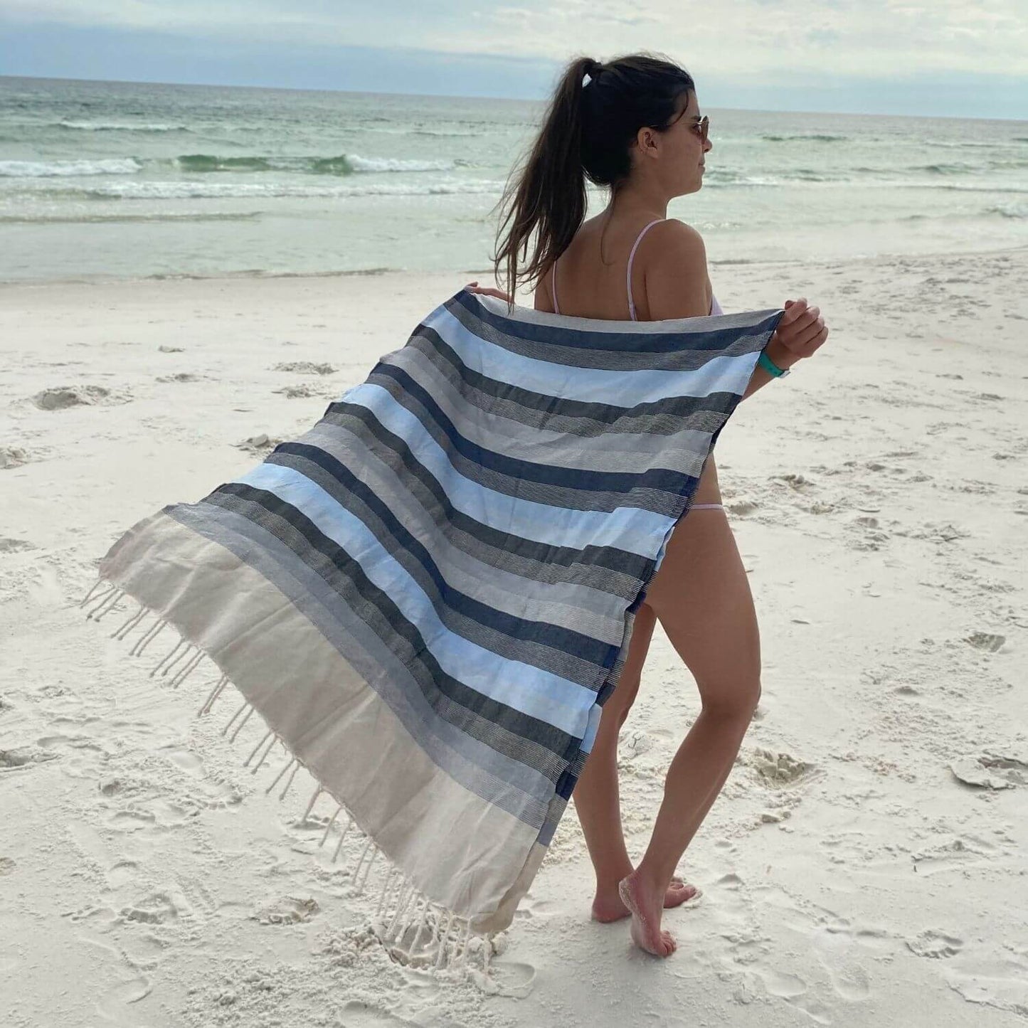 Medina Stripe Fouta – Sky Blue
