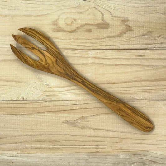 OLIVE WOOD COOKING UTENSIL SPORK FLAT HANDLE 12"