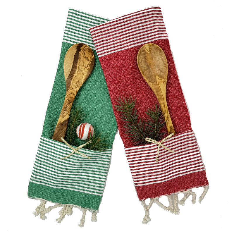🎁 Wrapped and Ready Hand Towel with Olive Wood Spoon - A Perfect Pairing at $15