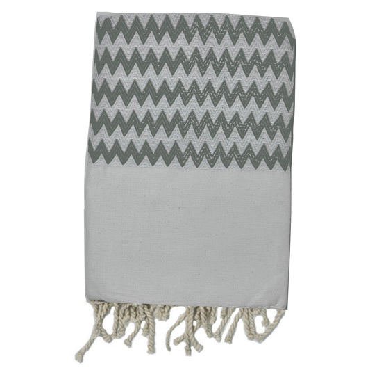 COTTON SPA TOWEL | GREY GREEN + WHITE | ZAGOUAN STYLE