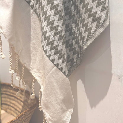 Atlas Wave Fouta – Olive & Ivory