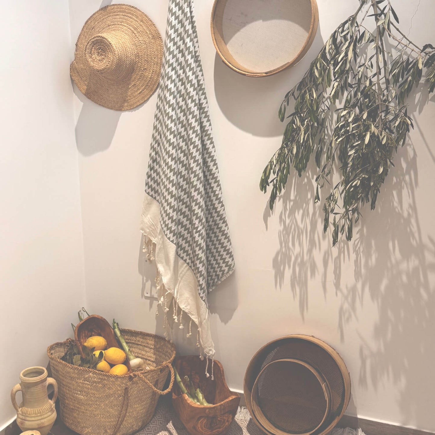 Atlas Wave Fouta – Olive & Ivory