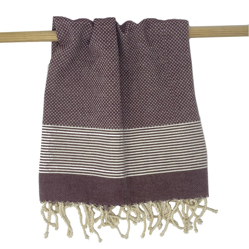 Cotton Hand Towel Woven - Aubergine / Eggplant 