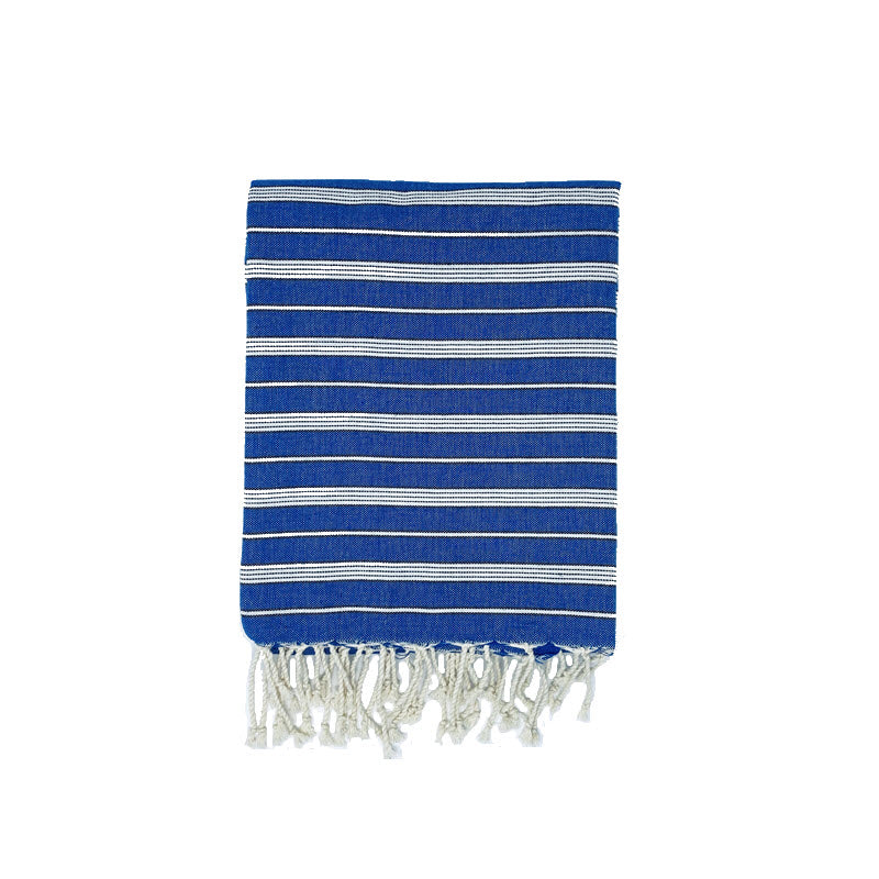 COTTON | SPA TOWEL | THROW | BLANKET | BLUE, BLACK AND CREAM STRIPE | FOUTA TOWEL