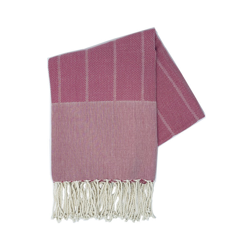 COTTON | LUXURIOUS | SPA TOWEL | THROW | BLANKET | RASPBERRY RED – TEXTURED | FOUTA TOWEL