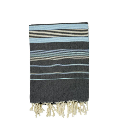 COTTON | SPA TOWEL | THROW | BLANKET | MINT + GREY + BLUE + BLACK + STRIPED | FOUTA TOWEL | STYLE EL JEM