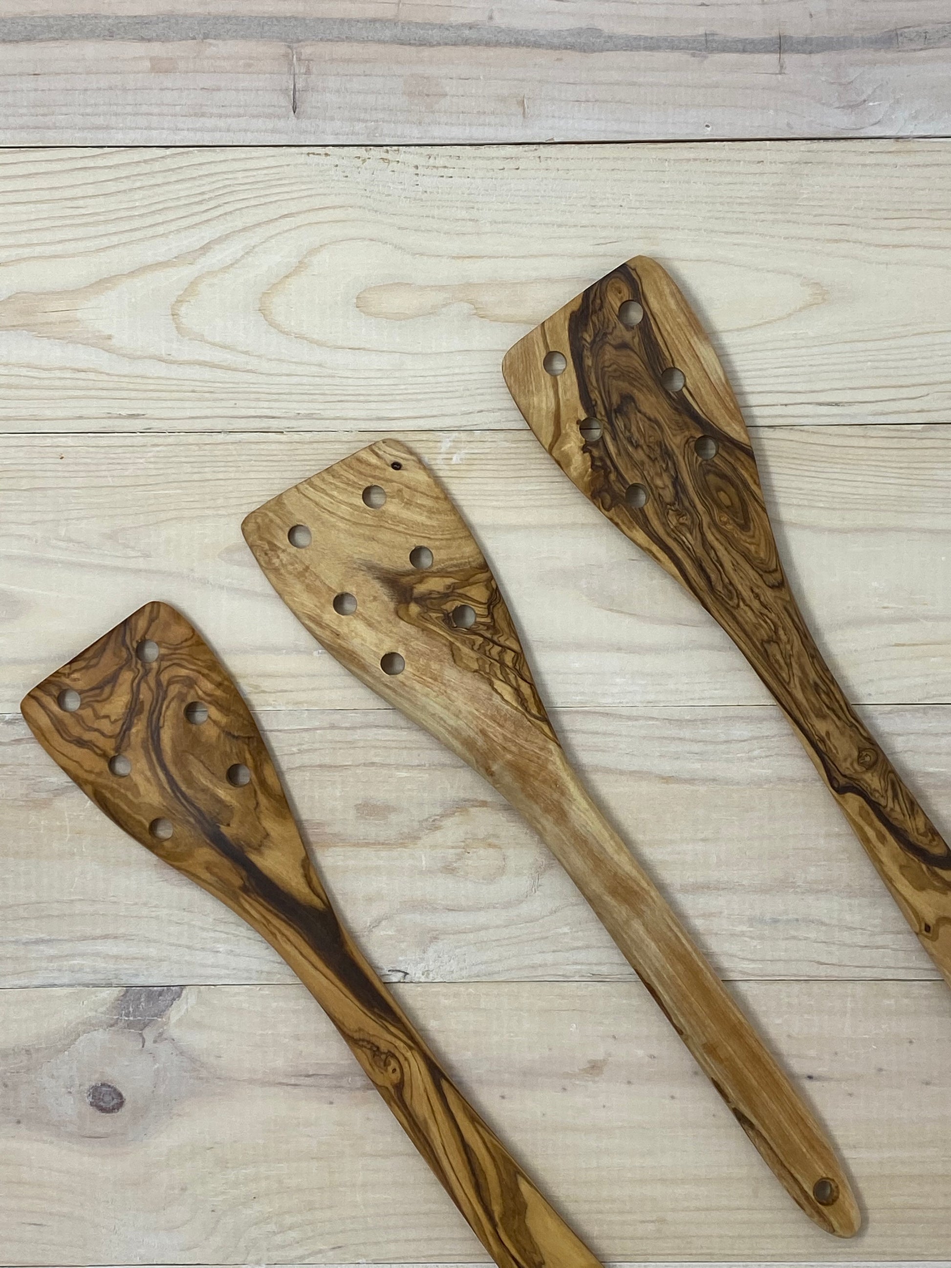 Slotted Spoon: Olive Wood Kitchen Utensil