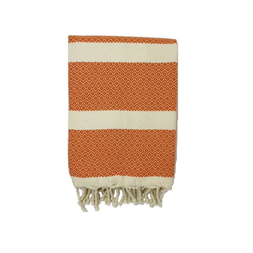 Orange and Cream Tunisian Fouta Towel Gift