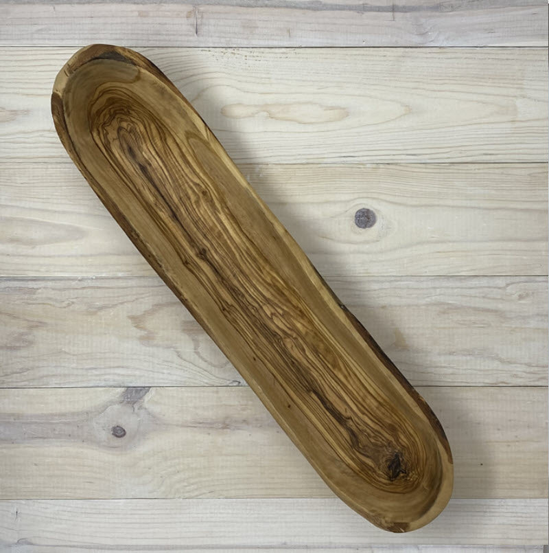 Large Rustic Olive Wood Canoe