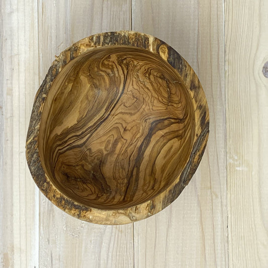 RUSTIC OLIVE WOOD BOWL SMALL