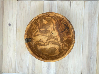 Olive Wood Serving Bowl Artisan made in Tunisia - 9-10" diameter Large