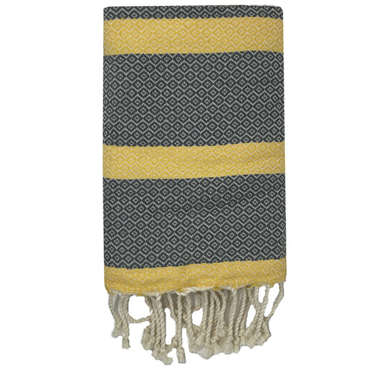 COTTON SPA TOWEL | YELLOW + GREY | TOZEUR STYLE