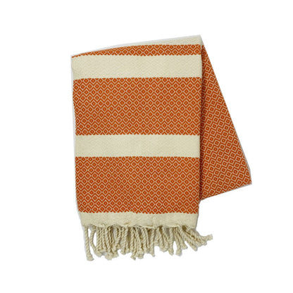 Orange and Cream Tunisian Fouta Towel Gift